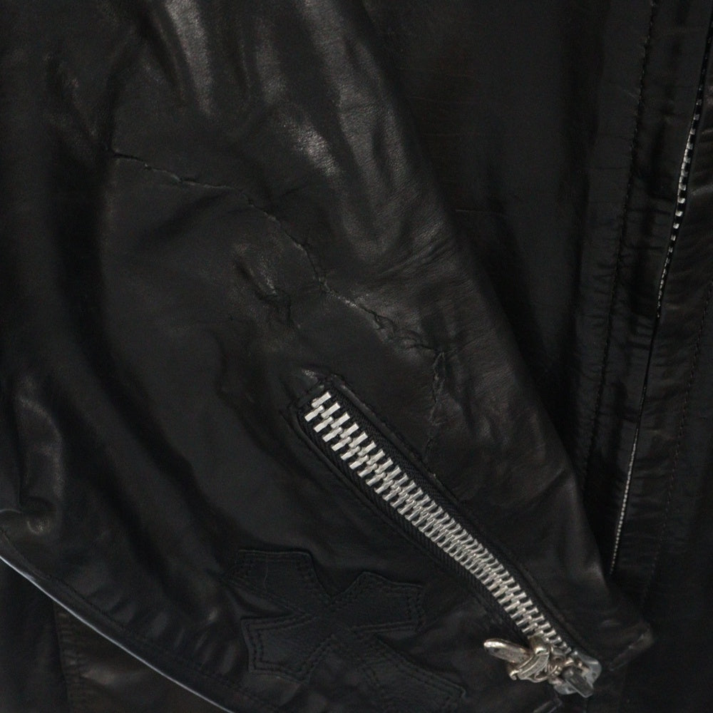 CHROME HEARTS(クロムハーツ) RACING 2 レーシング2 クロスパッチ ラージクロス レザージャケット ブラック
