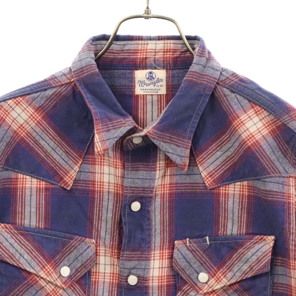 Wrangler(ラングラー) 70S復刻 チェック フランネルシャツ 長袖シャツ ブルー/レッド