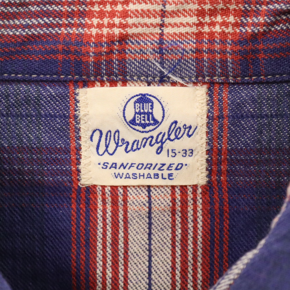 Wrangler(ラングラー) 70S復刻 チェック フランネルシャツ 長袖シャツ ブルー/レッド