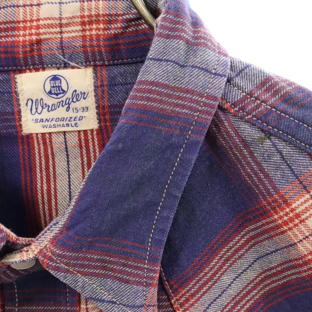 Wrangler(ラングラー) 70S復刻 チェック フランネルシャツ 長袖シャツ ブルー/レッド