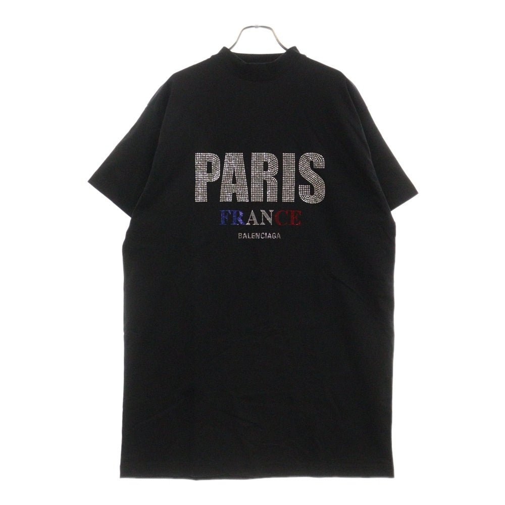 BALENCIAGA(バレンシアガ) Paris StrassラインストーンオーバーサイズTシャツ ブラック 787349 TRVL5
