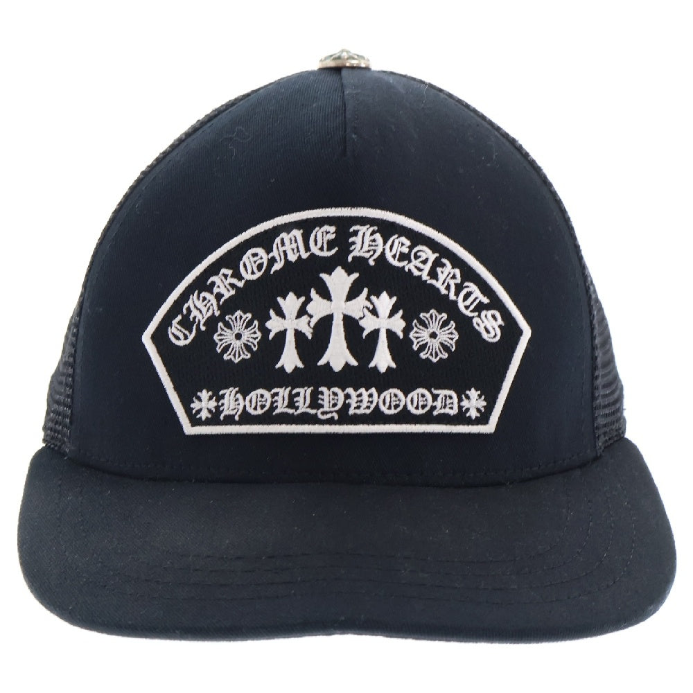CHROME HEARTS(クロムハーツ) TRUCKER CAP トラッカーキャップ セメタリークロス刺繍クロスボール付メッシュキャップ 帽子 ブラック/シルバー