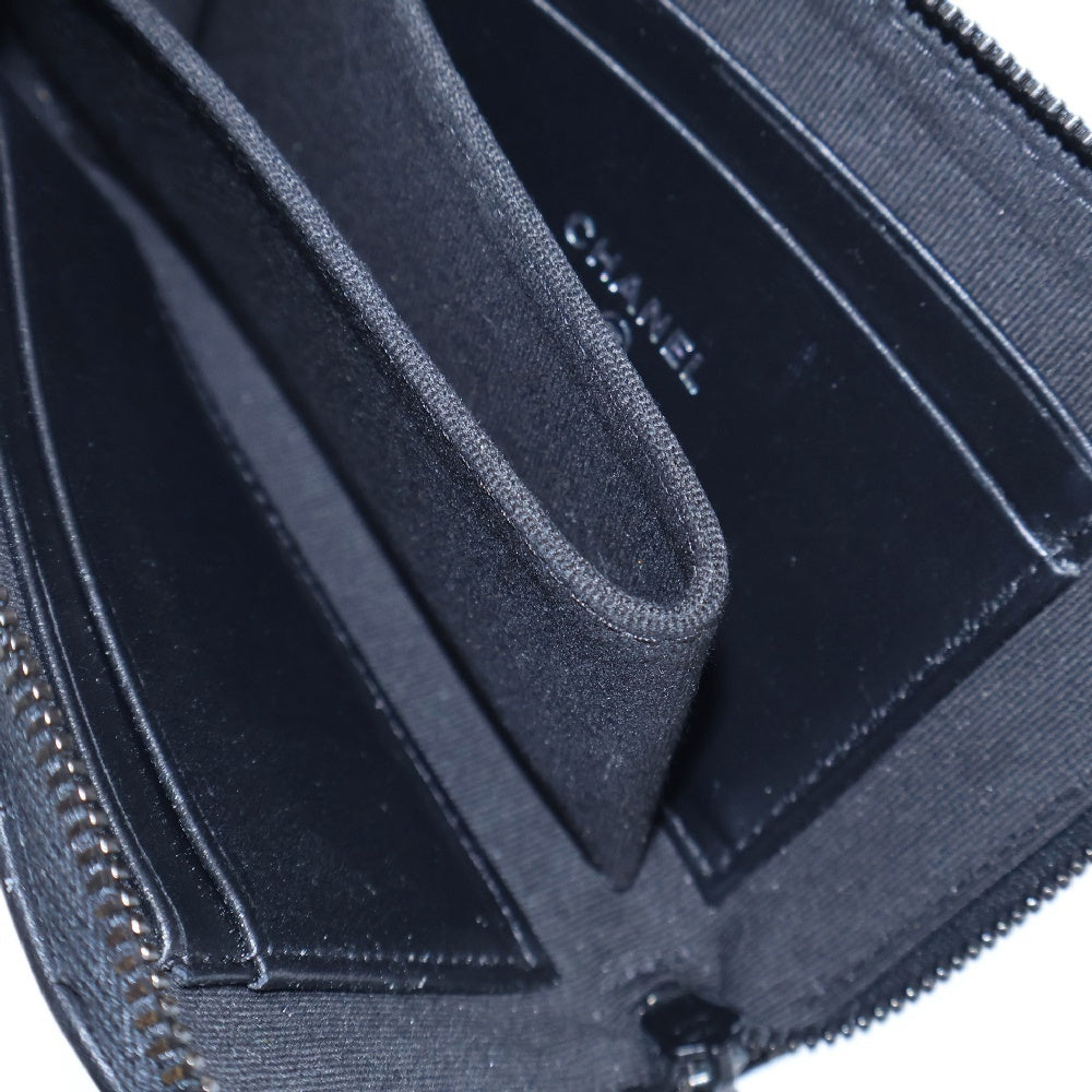 CHANEL(シャネル) ココマーク ラムスキン マトラッセ ラウンドジップ レザー コンパクトウォレット カードケース 財布 ブラック AP3999 ランダムシリアル レディース