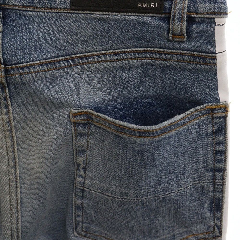 AMIRI(アミリ) ダメージ加工 サイドライン スキニーデニムパンツ インディゴ