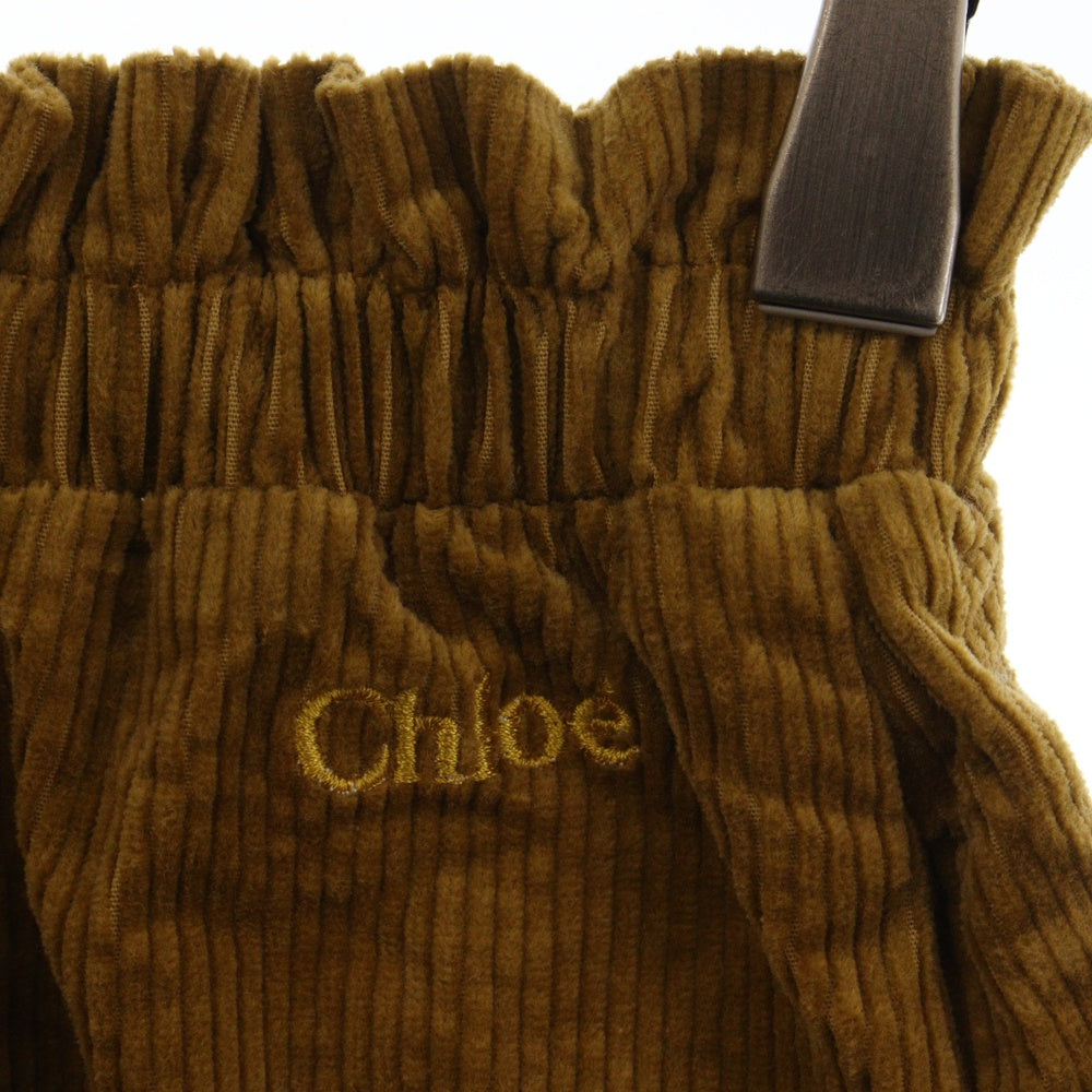 Chloe(クロエ) ロゴ刺繍 コーデュロイ ラップスカート ブラウン キッズ レディース
