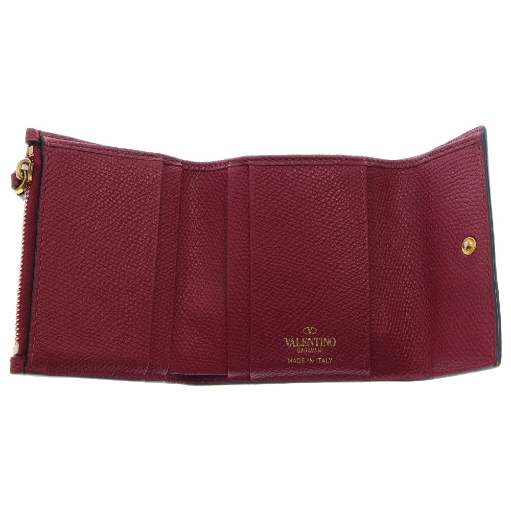 VALENTINO GARAVANI(ヴァレンチノガラヴァーニ) Vスリング 三つ折り レザーウォレット 財布 レッド