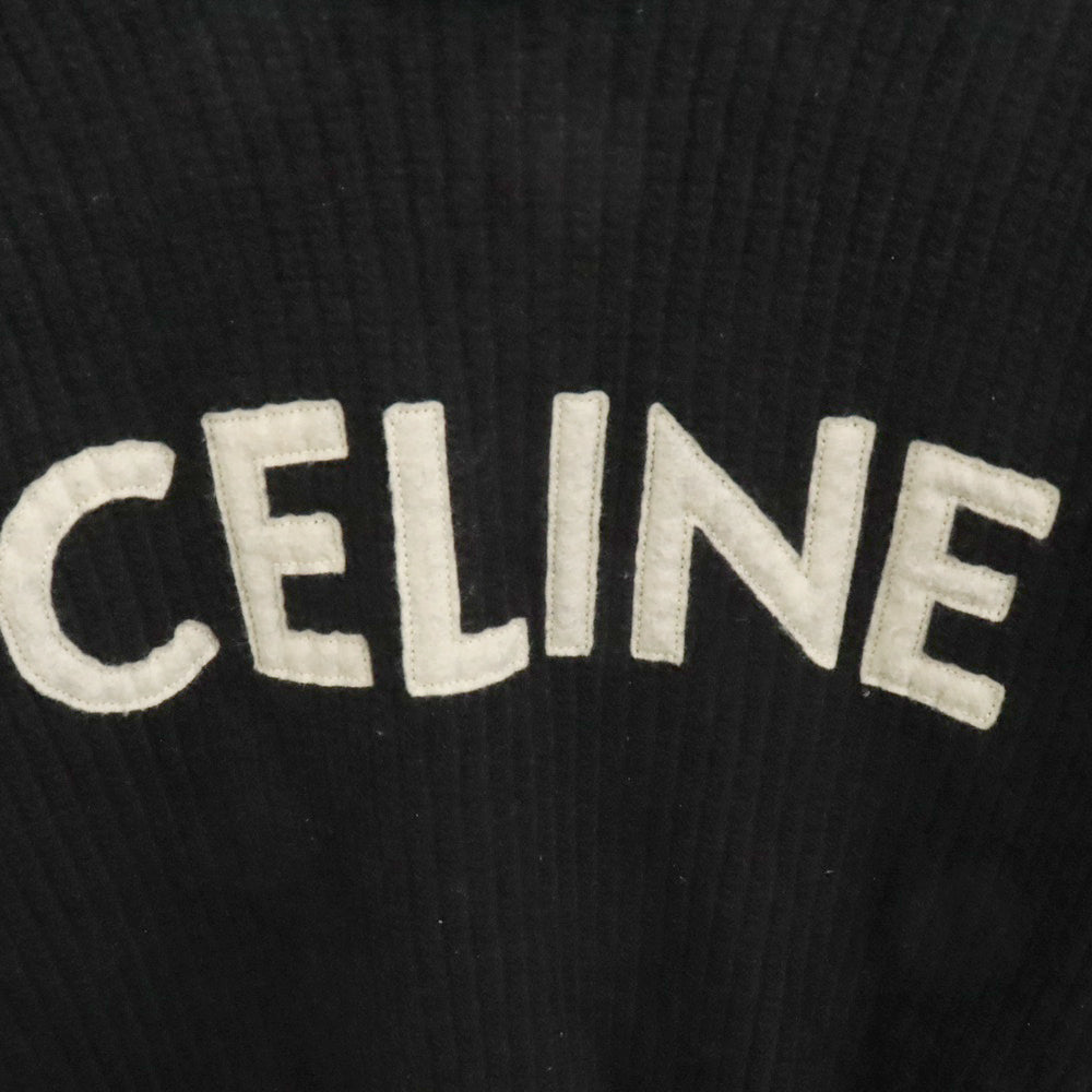 CELINE(セリーヌ) 21AW Oversized Celine Sweater In Ribbed Wool ロゴ刺繍 オーバーサイズ ウールニット セーター ブラック 2A19R423P