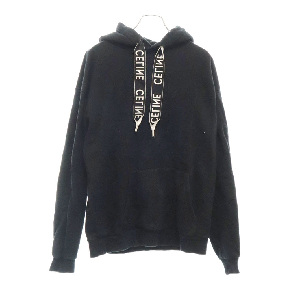 CELINE(セリーヌ) 21AW Loose Sweatshirt In Cotton Fleece ドローコード プルオーバー フーディー スウェット パーカー ブラック 2Y468670Q