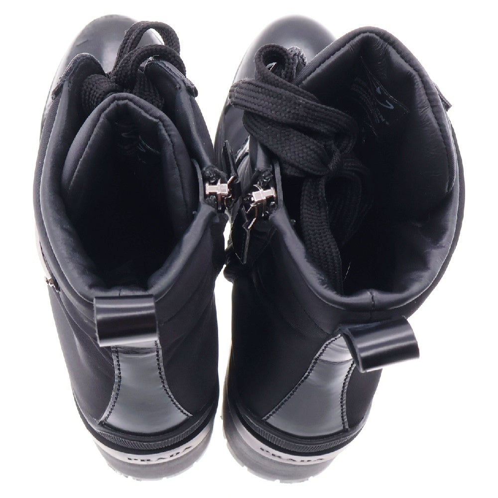 PRADA(プラダ) Re Nylon リナイロン トライアングルロゴ サイドジップ ラウンドトゥ レースアップ アンクルブーツ ブラック レディース 1T708M