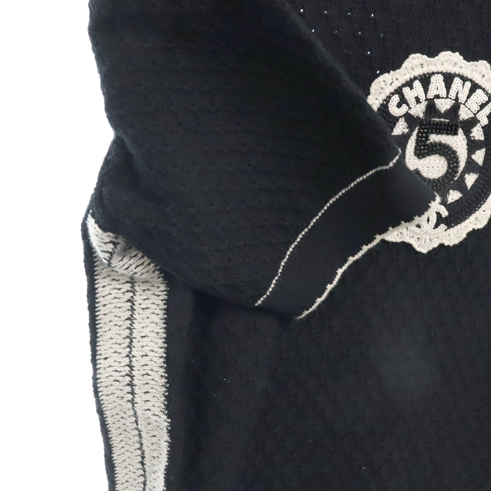 CHANEL(シャネル) No.5 ロゴ ビーズ スパンコール コットンワンピース ブラック P74142 レディース