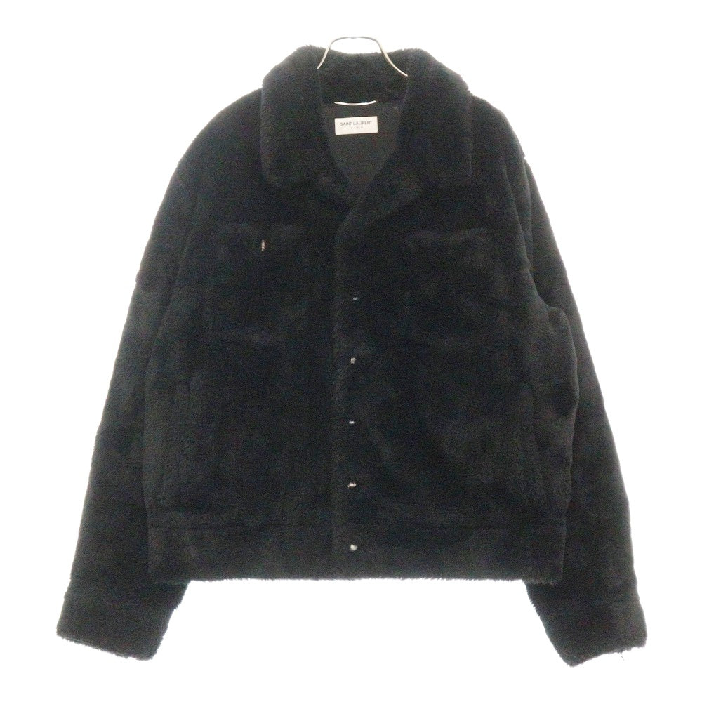 SAINT LAURENT PARIS(サンローランパリ) 23AW ANIMAL FREE FUR SHORT DENIM JACKET フェイクファーショートジャケット ブラック 713737 Y4F86
