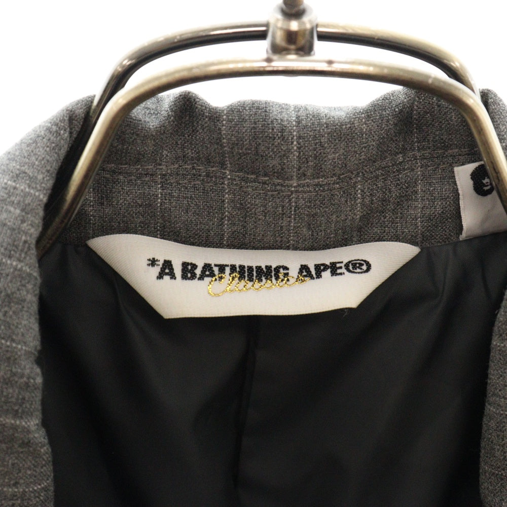A BATHING APE(アベイシングエイプ) GORE WIND STOPPER ストライプ ダウン テーラージャケット グレー