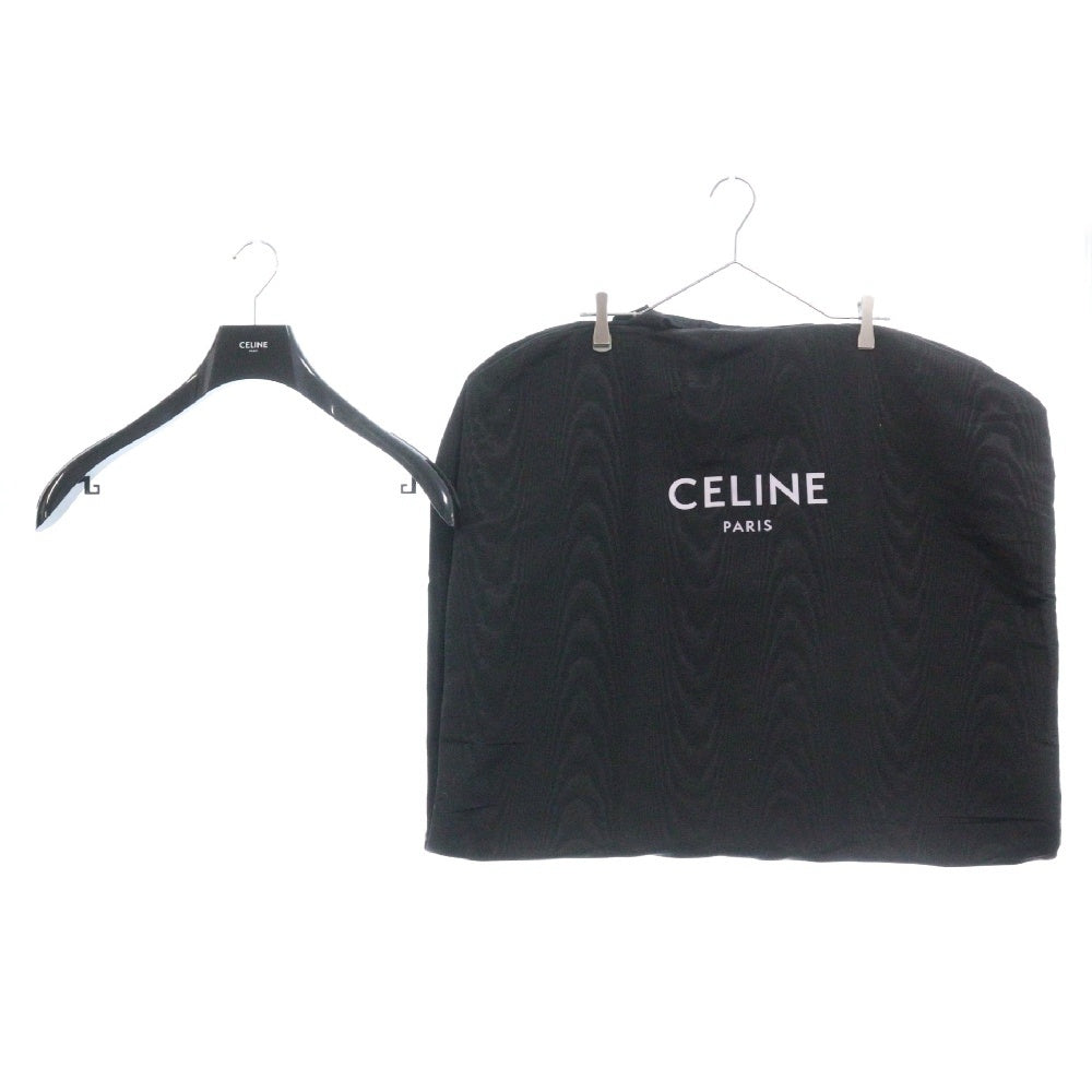 CELINE(セリーヌ) 21AW バックロゴ オーバーサイズ カーフスキン レザーフーディ ジャケット ブラック/カーキ 2E9761950