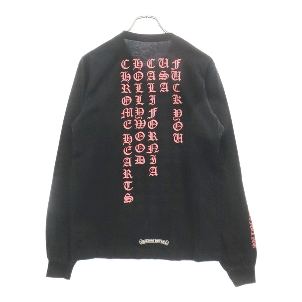 CHROME HEARTS(クロムハーツ) FUCK YOU USA STRIPE LOGO L/S TEE ファックユー ネオン ストライプロゴ クルーネック 長袖Tシャツ カットソー ブラック/ピンク