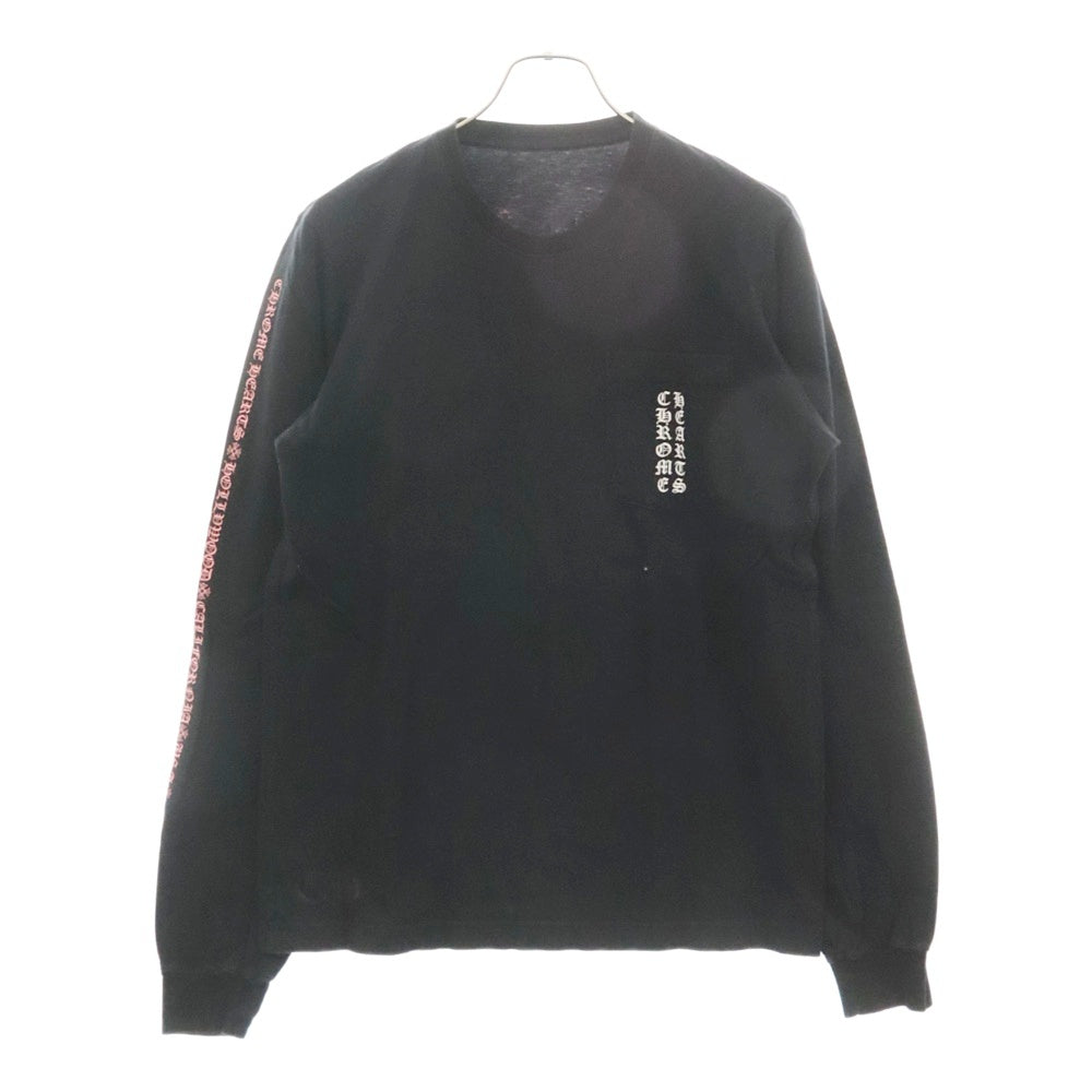 CHROME HEARTS(クロムハーツ) FUCK YOU USA STRIPE LOGO L/S TEE ファックユー ネオン ストライプロゴ クルーネック 長袖Tシャツ カットソー ブラック/ピンク