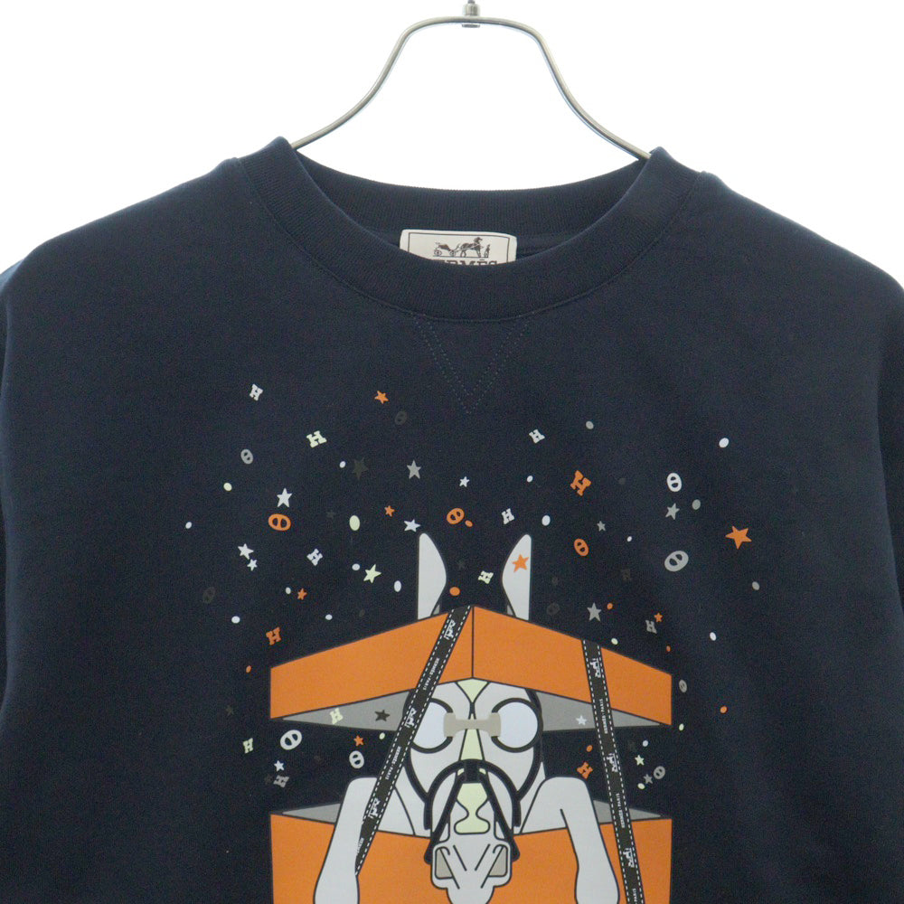HERMES(エルメス) ボワットシュルプリーズ サプライズボックス コットンスウェットトレーナー 馬 ホース ブラック