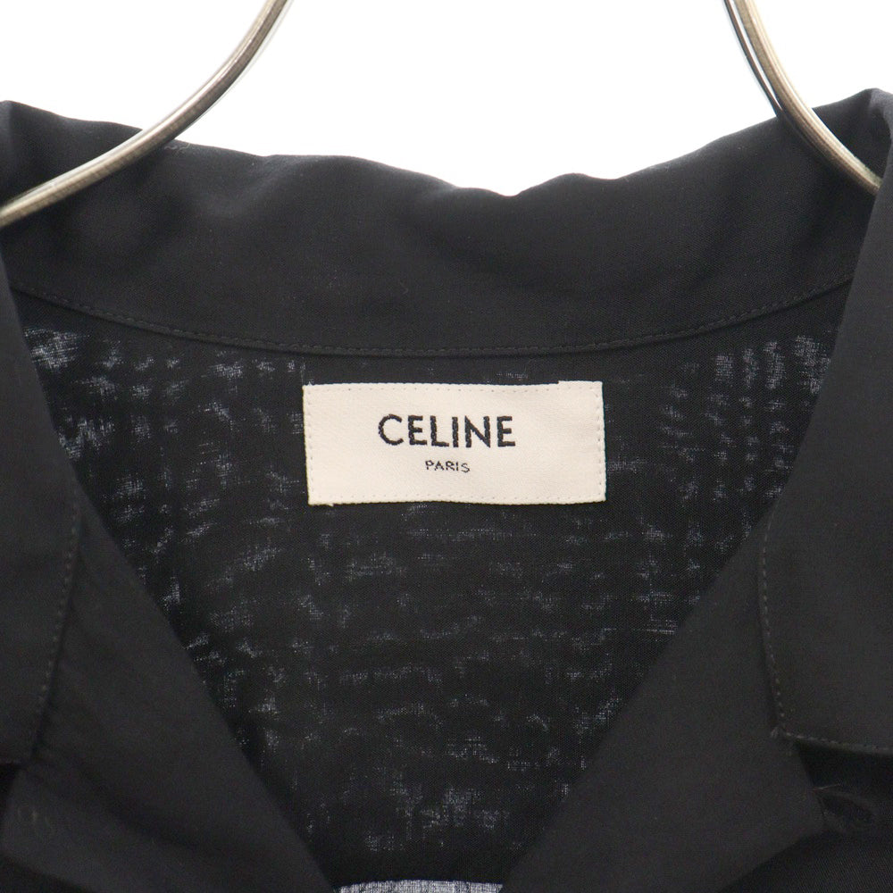 CELINE(セリーヌ) 23SS Embroidered Hawaiian Shirt in Viscose レーヨン エンブロイダリー ハワイアン 半袖シャツ ブラック 2C947852C