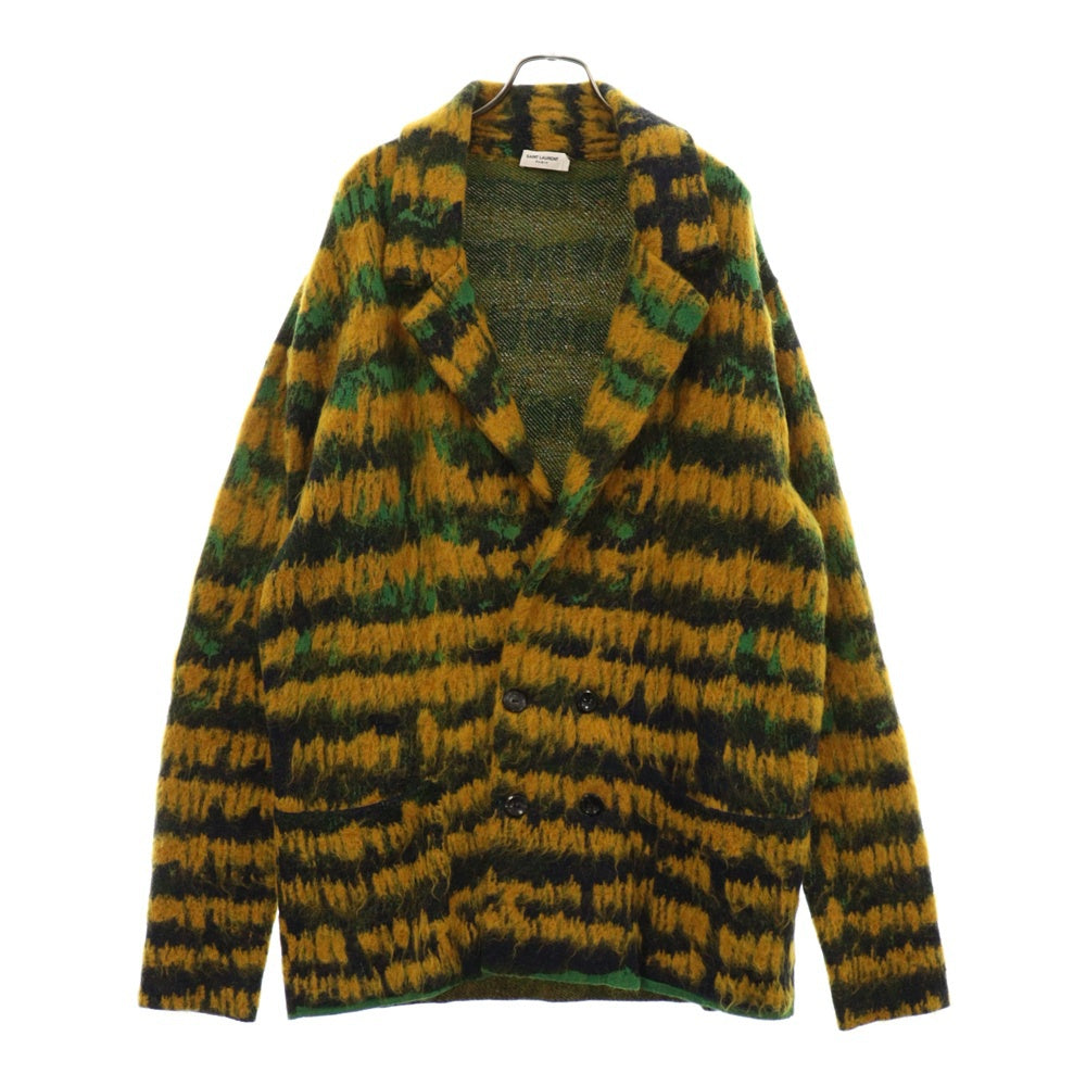 SAINT LAURENT PARIS(サンローランパリ) 21SS Mohair Wool Jacket ダブルプレスト モヘア混 ウール ジャケット イエロー/グリーン 645780 YAWS2