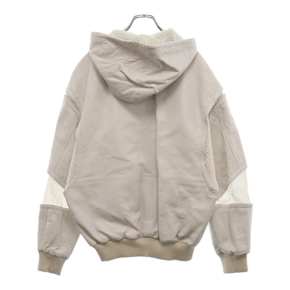 CELINE(セリーヌ) 22SS Mesh Hooded Jacket メッシュインサート付きシースルーレザージャケット フーテッドブルゾン ホワイト 2EB30577H