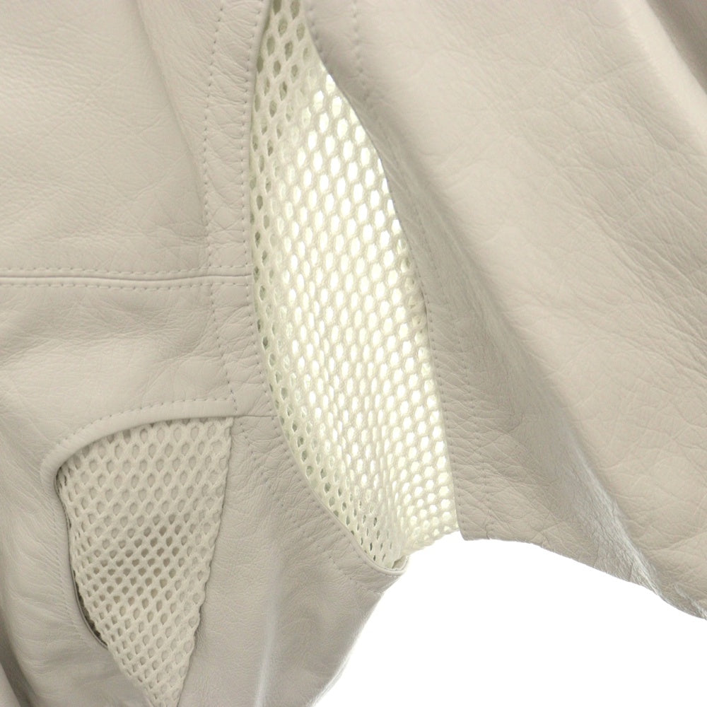 CELINE(セリーヌ) 22SS Mesh Hooded Jacket メッシュインサート付きシースルーレザージャケット フーテッドブルゾン ホワイト 2EB30577H