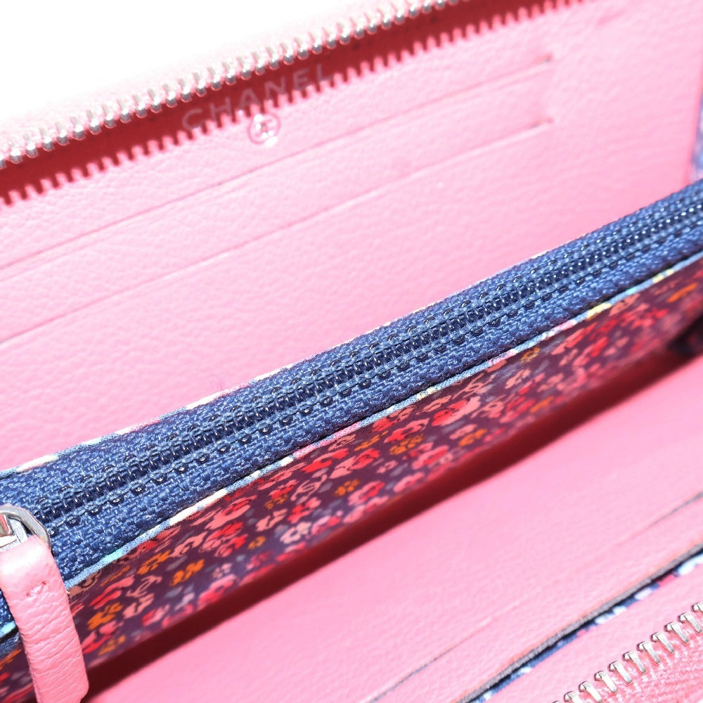 CHANEL(シャネル) ラッキーフラワー ラウンドファスナー長財布 ピンク