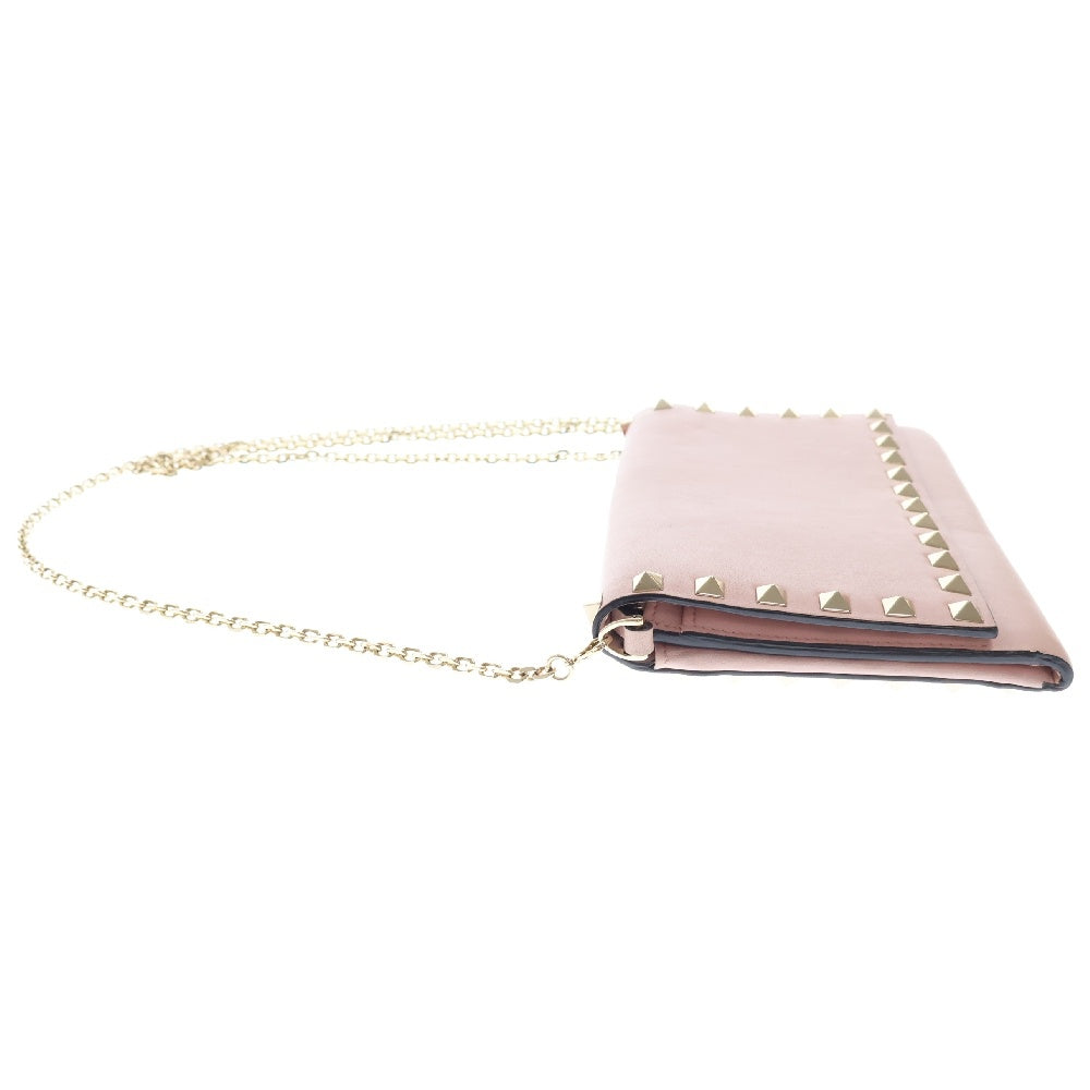 VALENTINO(ヴァレンチノ) Rockstud Wallet on Chain ロックスタッズ チェーンウォレット 長財布 ピンク