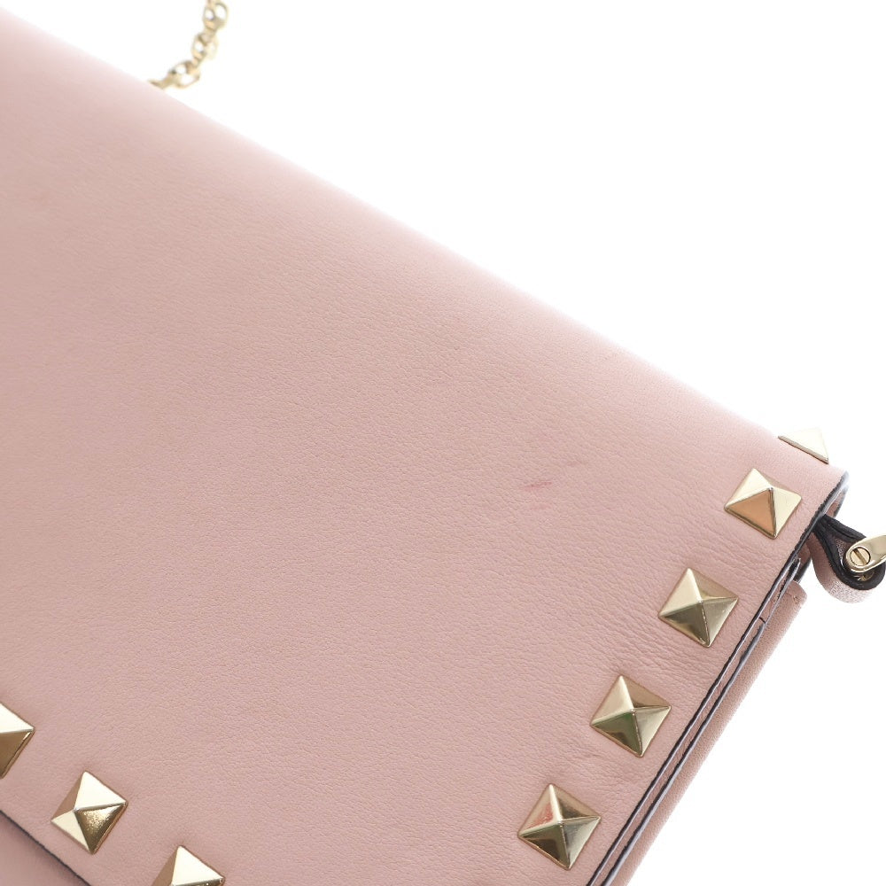 VALENTINO(ヴァレンチノ) Rockstud Wallet on Chain ロックスタッズ チェーンウォレット 長財布 ピンク