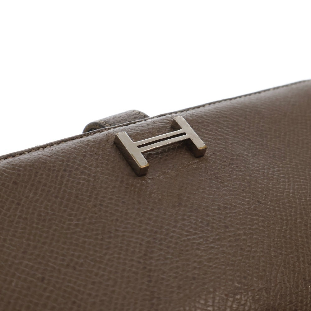HERMES(エルメス) ベアンスフレ エトゥープ レザーロングウォレット 二つ折り長財布 ベージュ C刻印 シルバー金具