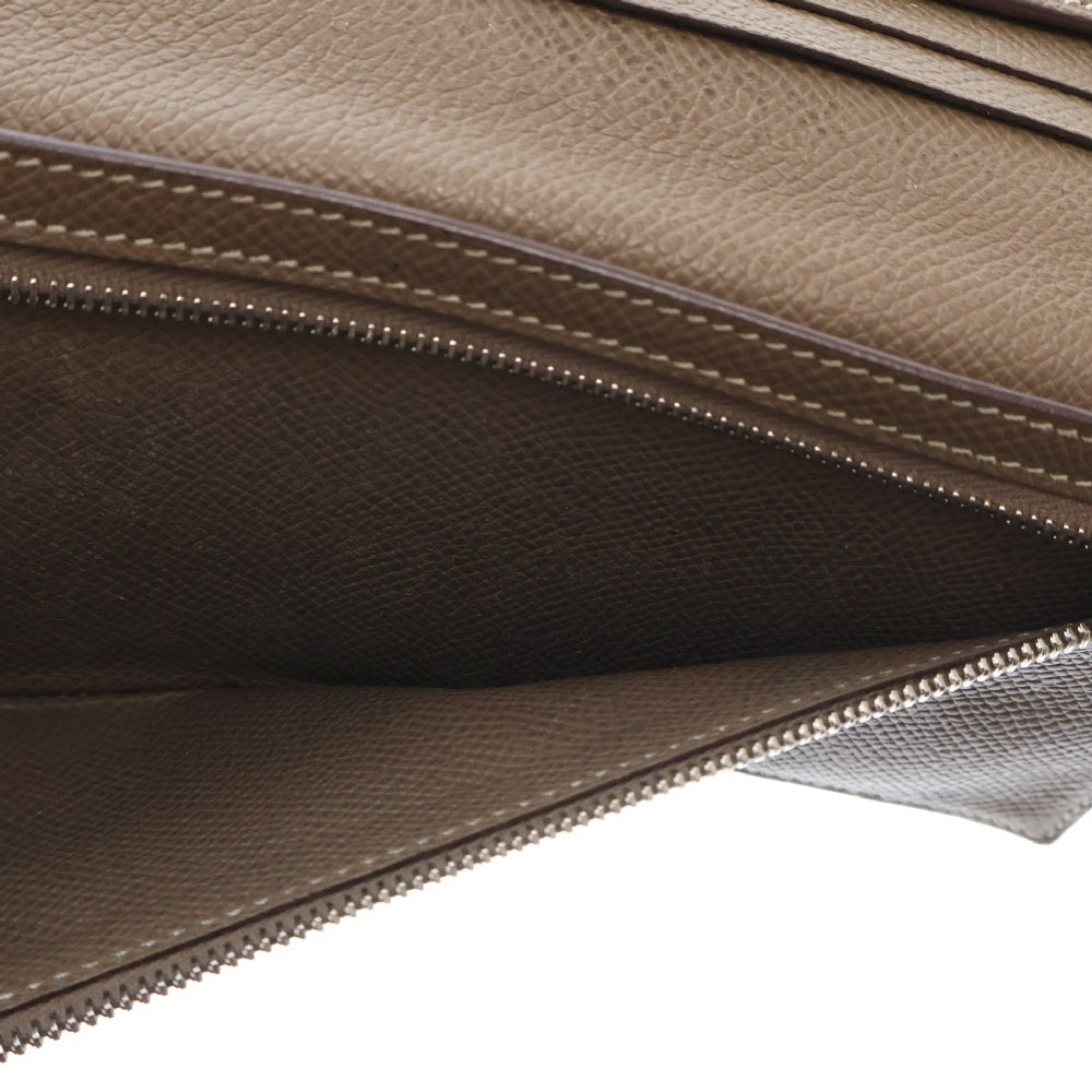 HERMES(エルメス) ベアンスフレ エトゥープ レザーロングウォレット 二つ折り長財布 ベージュ C刻印 シルバー金具