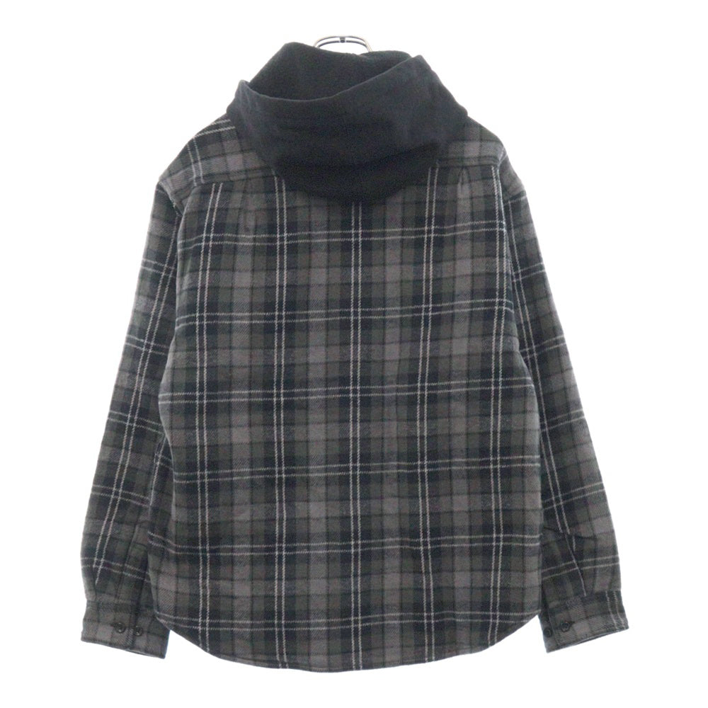 SUPREME(シュプリーム) 23AW Tartan Flannel Hooded Shirt フード付き 裏地キルティング タータンチェック フランネル 長袖シャツ ブラック