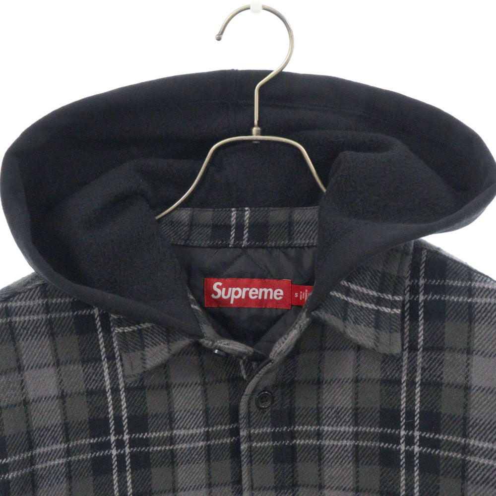 SUPREME(シュプリーム) 23AW Tartan Flannel Hooded Shirt フード付き 裏地キルティング タータンチェック フランネル 長袖シャツ ブラック