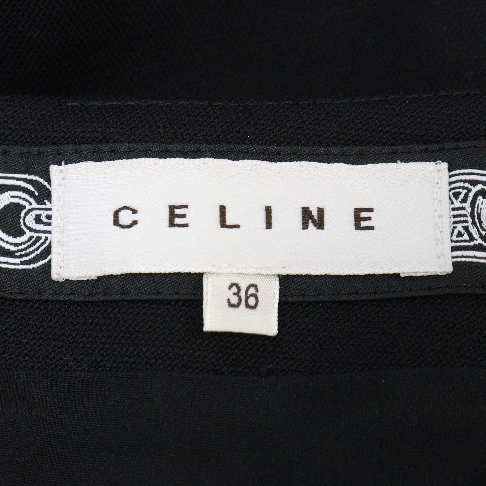 CELINE(セリーヌ) バッグジップ ウール フレア スカート ブラック レディース