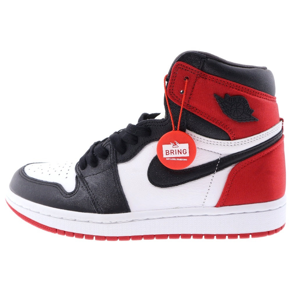 NIKE(ナイキ) WMNS AIR JORDAN 1 ウィメンズ エアジョーダン1 サテン ブラックトゥ ハイカットスニーカー ブラック/レッド US7/24cm CD0461-016