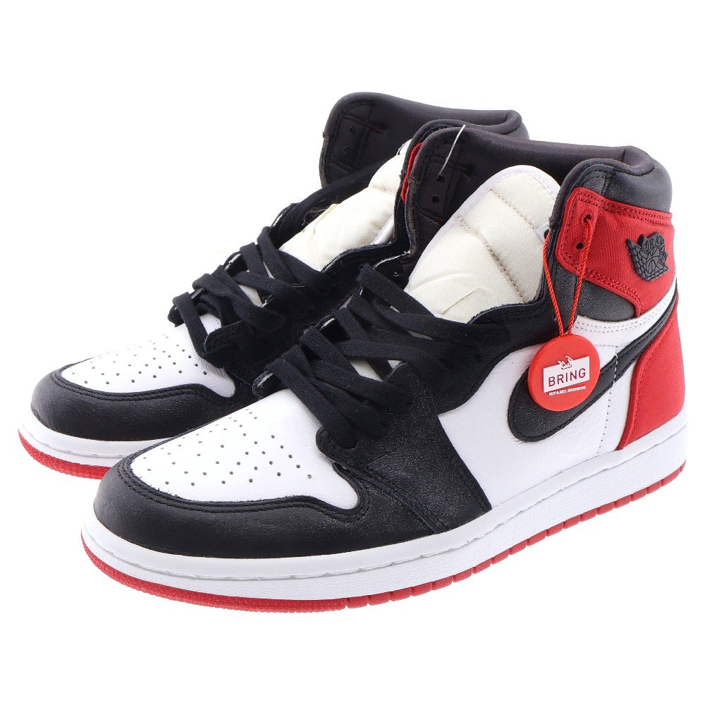 NIKE(ナイキ) WMNS AIR JORDAN 1 ウィメンズ エアジョーダン1 サテン ブラックトゥ ハイカットスニーカー ブラック/レッド US7/24cm CD0461-016