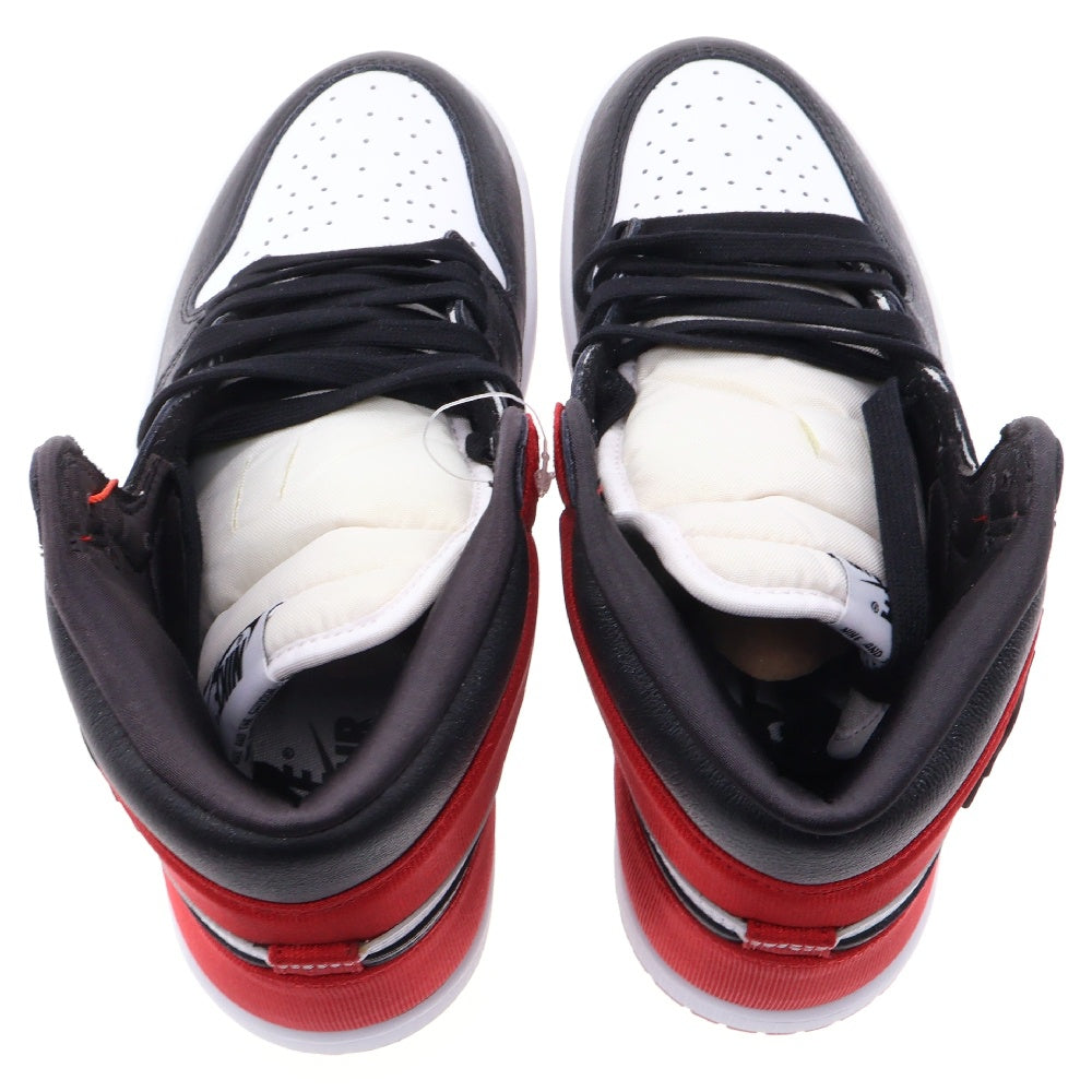 NIKE(ナイキ) WMNS AIR JORDAN 1 ウィメンズ エアジョーダン1 サテン ブラックトゥ ハイカットスニーカー ブラック/レッド US7/24cm CD0461-016
