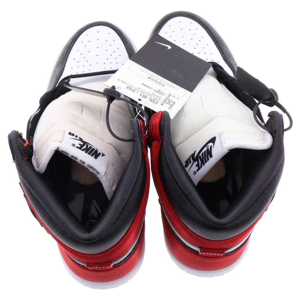 NIKE(ナイキ) WMNS AIR JORDAN 1 RETRO HIGH CD0461-016 ウィメンズ エアジョーダン1 サテン ブラックトゥ ハイカットスニーカー ブラック/レッド US6/23cm