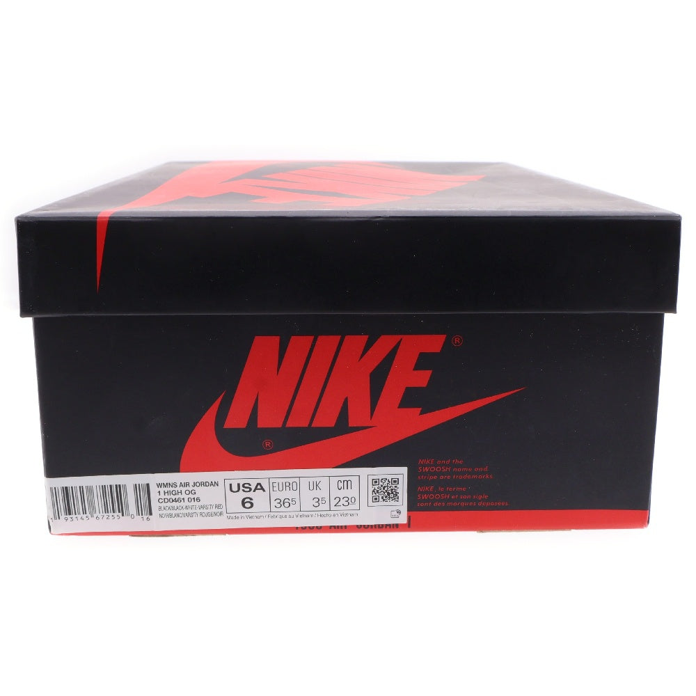 NIKE(ナイキ) WMNS AIR JORDAN 1 RETRO HIGH CD0461-016 ウィメンズ エアジョーダン1 サテン ブラックトゥ ハイカットスニーカー ブラック/レッド US6/23cm