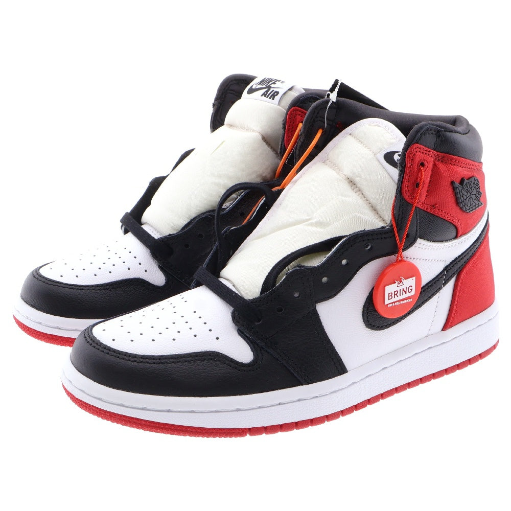NIKE(ナイキ) WMNS AIR JORDAN 1 ウィメンズ エアジョーダン1 サテン ブラックトゥ ハイカットスニーカー ブラック/レッド US6/23cm CD0461-016