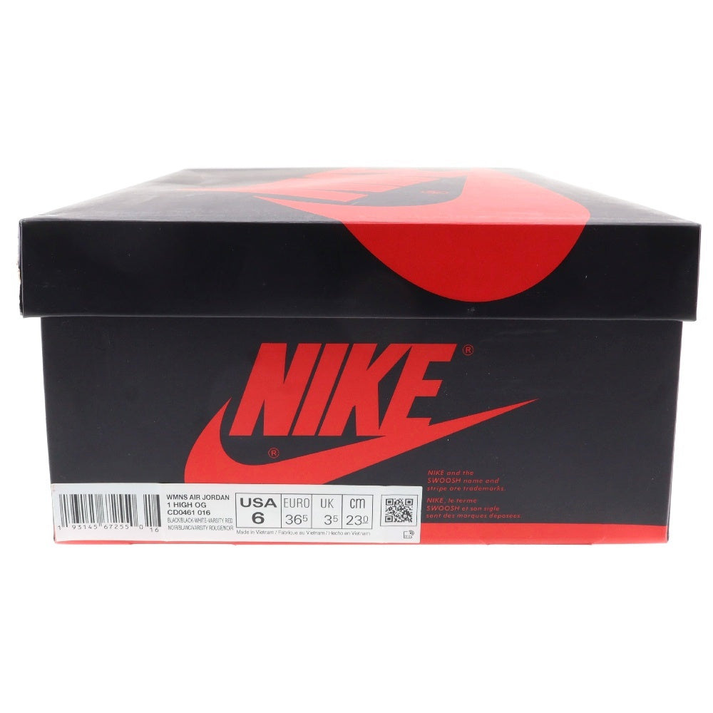 NIKE(ナイキ) WMNS AIR JORDAN 1 ウィメンズ エアジョーダン1 サテン ブラックトゥ ハイカットスニーカー ブラック/レッド US6/23cm CD0461-016