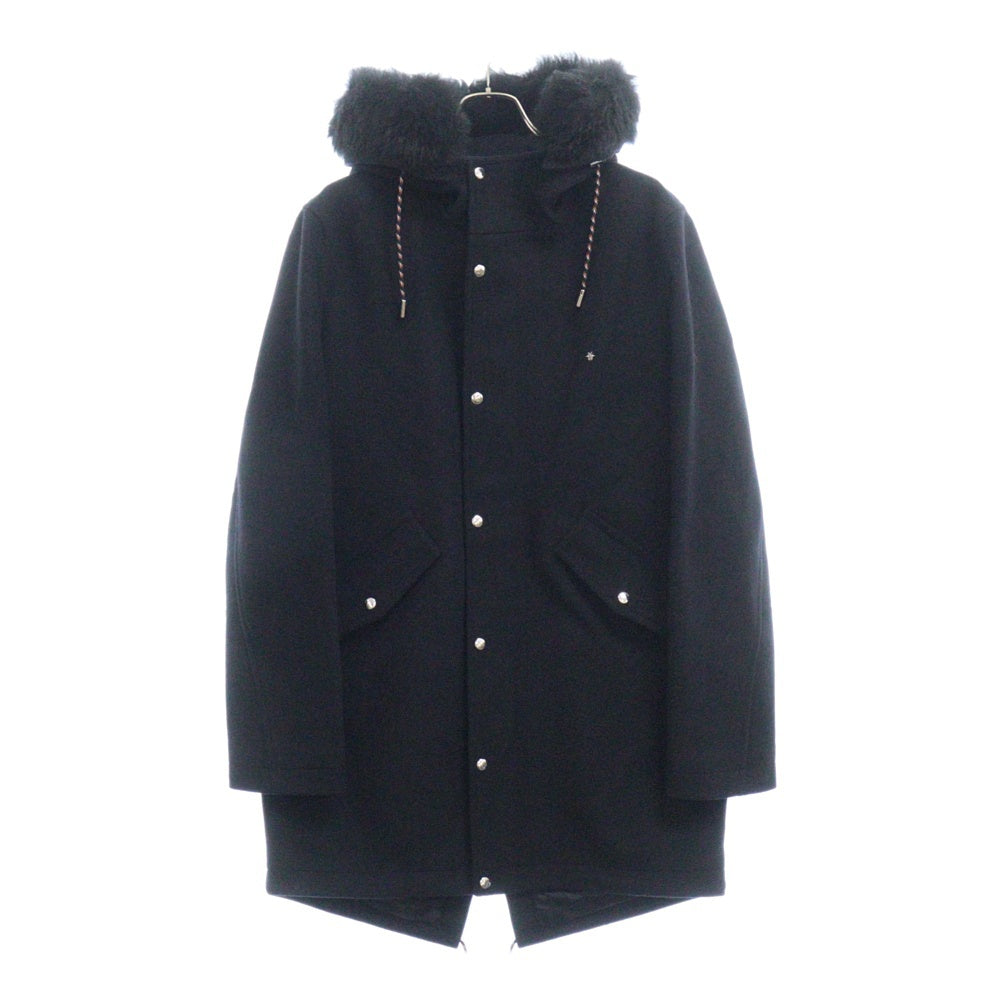DIOR(ディオール) 18AW アトリエBEE カシミヤ混ウール ファー付フーディ コート ブラック 733C375C3183