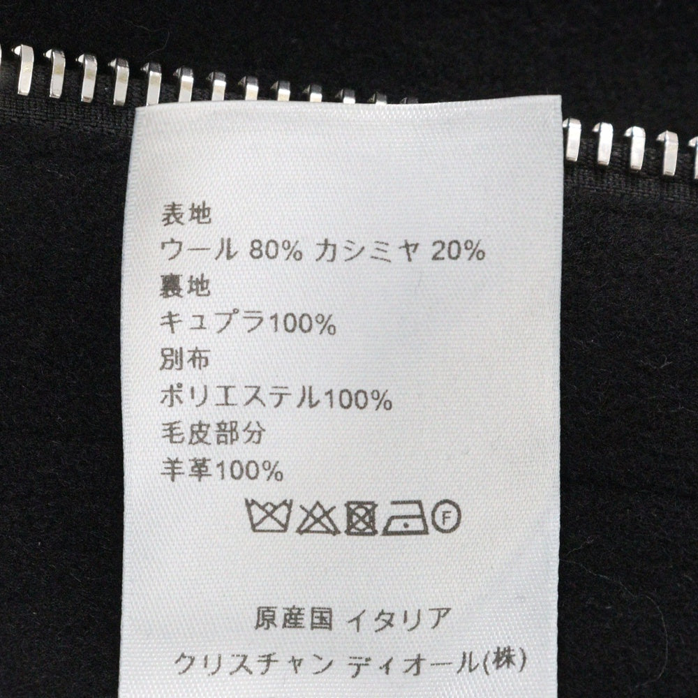 DIOR(ディオール) 18AW アトリエBEE カシミヤ混ウール ファー付フーディ コート ブラック 733C375C3183