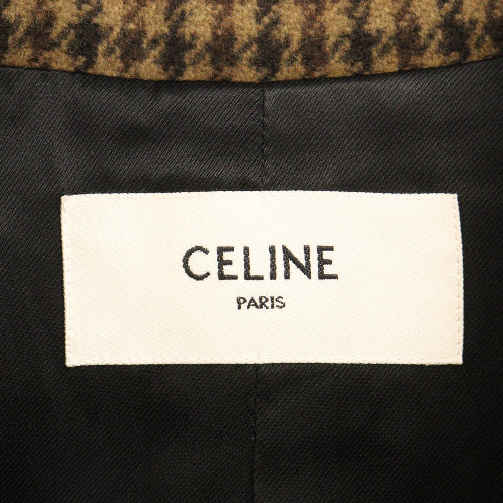 CELINE(セリーヌ) 21AW エディ期 千鳥格子 ウール チェスターコート ブラウン 2M279673K