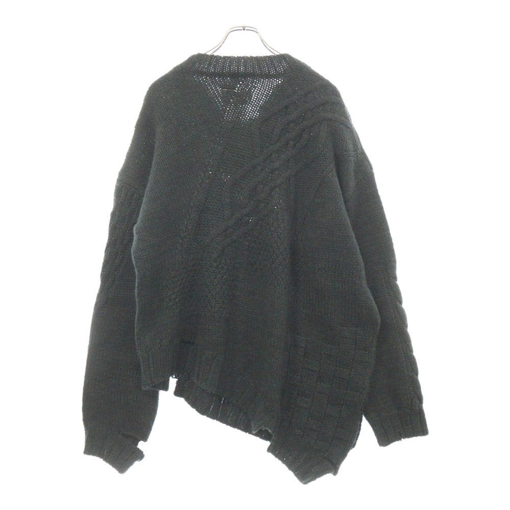 MM6 Maison Margiela(エムエムシックスメゾンマルジェラ) 22AW DISTRESSED KNIT SWEATER オーバーサイズ ニットセーター グリーン/ブラック S62GP0070