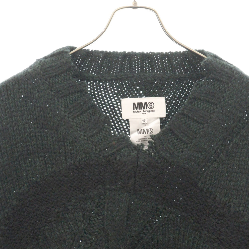 MM6 Maison Margiela(エムエムシックスメゾンマルジェラ) 22AW DISTRESSED KNIT SWEATER オーバーサイズ ニットセーター グリーン/ブラック S62GP0070