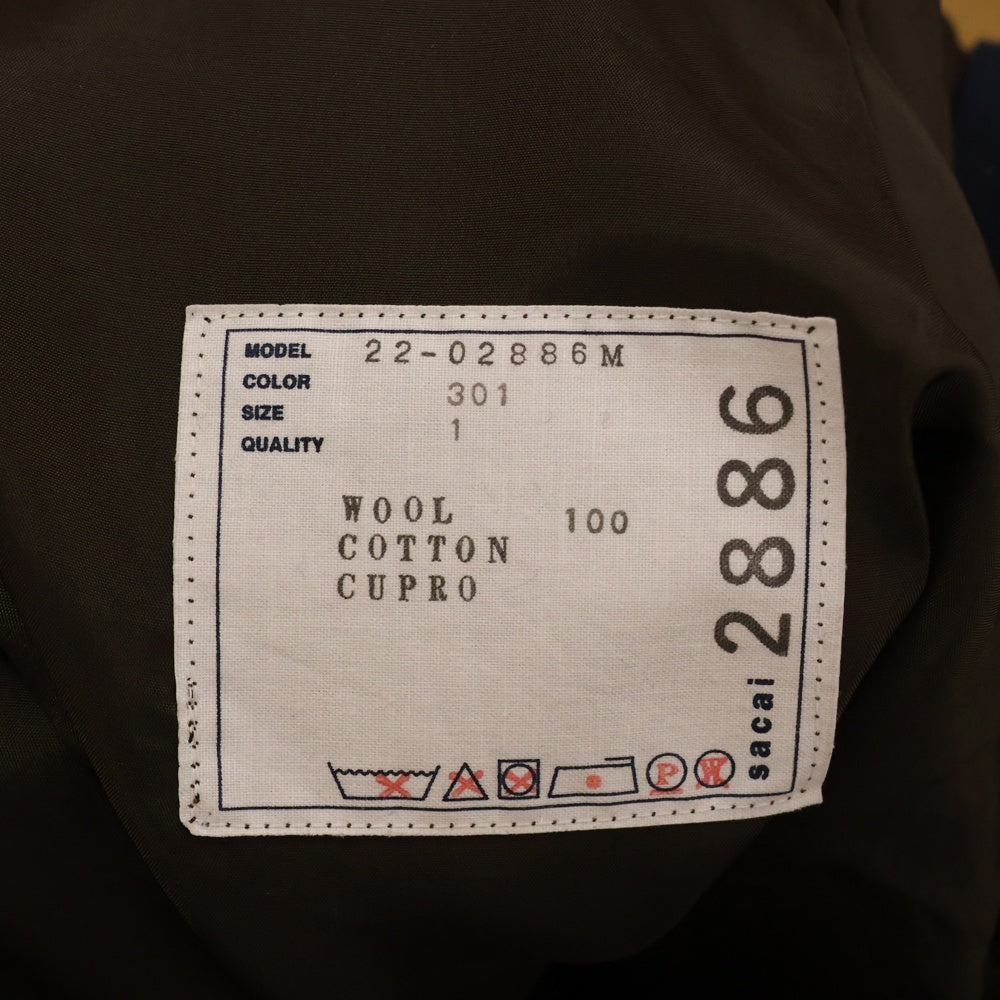 Sacai(サカイ) 22AW Wool Melton Pants ウール メルトン ロングパンツ グレー 22-02886M