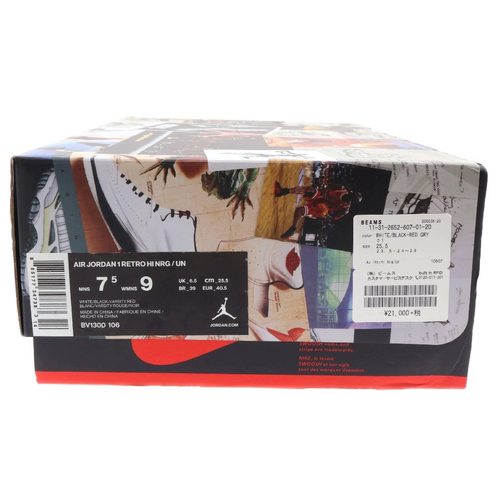 NIKE(ナイキ) ×UNION AIR JORDAN 1 RETRO HI NRG BV1300-106 ユニオン エアジョーダン1 ハイカットスニーカー ブラック/レッド/ホワイト US7.5/25.5cm