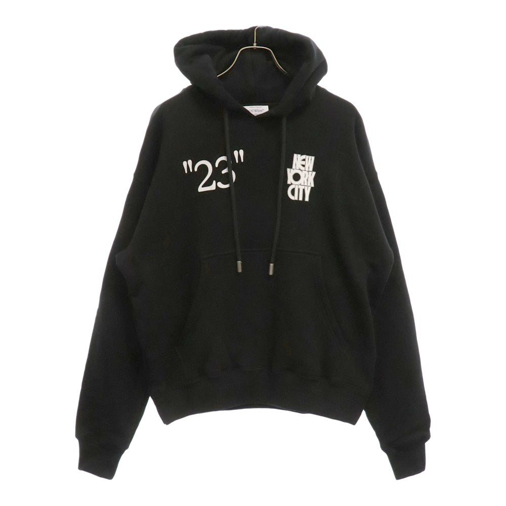 OFF-WHITE(オフホワイト) Kit New York Cotton Hoodie ニューヨーク プリント コットン フーディー スウェット プルオーバーパーカー ブラック OMBB085G23FLE012