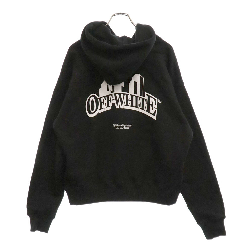 OFF-WHITE(オフホワイト) Kit New York Cotton Hoodie ニューヨーク プリント コットン フーディー スウェット プルオーバーパーカー ブラック OMBB085G23FLE012