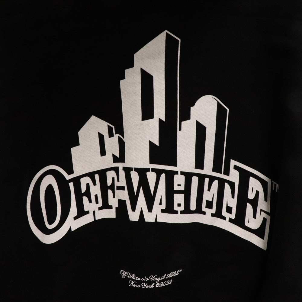 OFF-WHITE(オフホワイト) Kit New York Cotton Hoodie ニューヨーク プリント コットン フーディー スウェット プルオーバーパーカー ブラック OMBB085G23FLE012