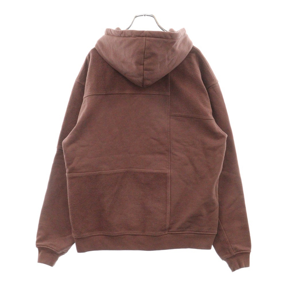 KITH(キス) 21AW ×RUSSELL ATHLETIC PATCHWORK WILLIAMS 3 HOODIE ラッセル アスレッチク フロントボタン スウェット プルオーバーパーカーブラウン